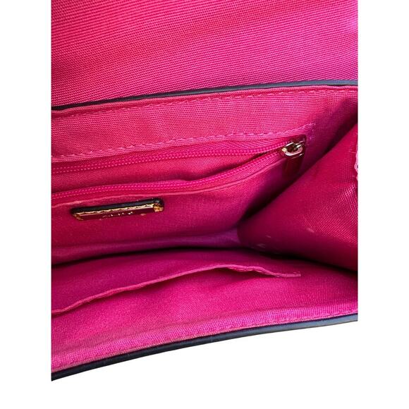 Snakeskin Patchwork Crossbody Satchel Bag Pink Multi Chain Tassel - Picture 2 of 6